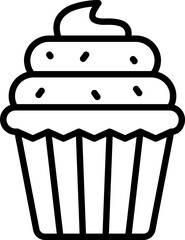 Black cupcake icon - outline