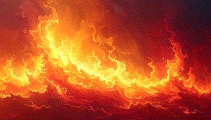 Fototapeta premium Fiery abstract flames against a dark background