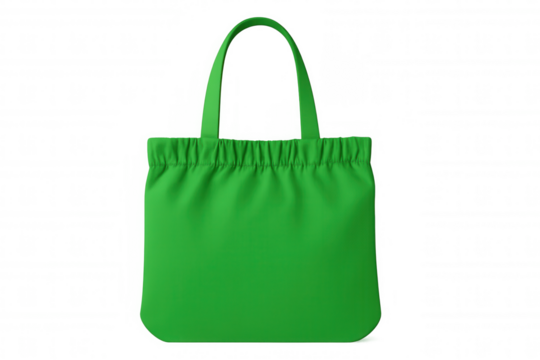 Reusable eco-friendly green shopping bag highlighting sustainable lifestyle choices against clean transparent backdrop