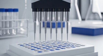Automated liquid handling system dispensing liquids into multiple wells plate