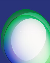 Abstract layers create flowing curves. Blue, green hues blend into white center. Modern design element for backgrounds.