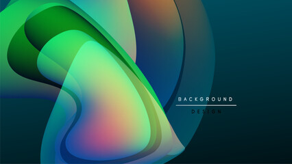 Abstract flowing shapes, vibrant colors blend into dark background. Modern design element, smooth gradients create dynamic visual effect.