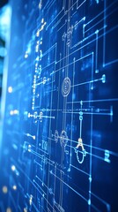 Digital Circuitry Blueprint for Futuristic Tech.