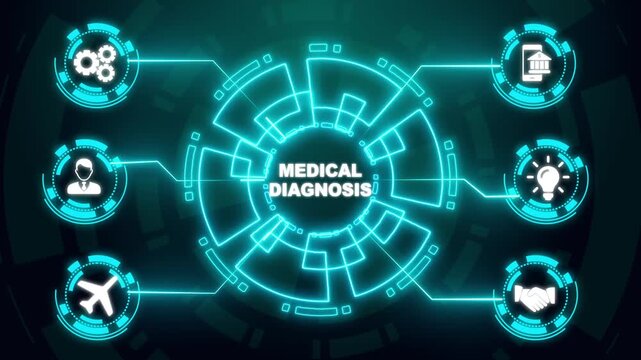 Modern technology in healthcare, medical diagnosis. Medical Diagnostic inscription on virtual screen.
