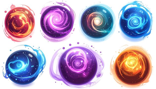 Colorful swirling orbs of energy