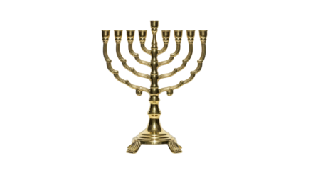Hanukkah menorah for religious celebration isolated PNG with Transparent Background