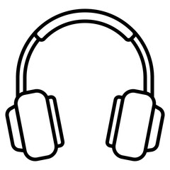 Headphones icon. Audio device symbol. Podcast listening and music collection. Line Icon