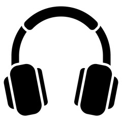 Headphones icon. Audio device symbol. Podcast listening and music collection. Glyph Icon