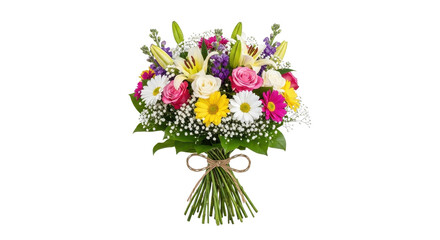 Obraz premium Colorful bouquet of flowers isolated PNG with Transparent Background