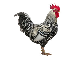 Fototapeta premium Silver-Laced Wyandotte rooster, Isolated on transparent background