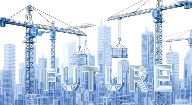 Visionary urbanism: Construction cranes shaping the future skyline with architectural prowess