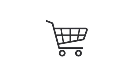 Shopping cart line art icon for e-commerce isolated PNG with Transparent Background