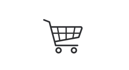 Shopping cart line art icon for e-commerce isolated PNG with Transparent Background