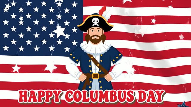 happy columbus day celebration explorer american flag
