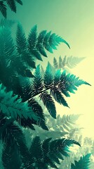 Awesome photo of vertical shot of fern leaves in shades of green and yellow.