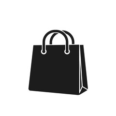 Minimalist shopping bag silhouette. Flat 2D vector graphic of a blank carrier for e-commerce, sales, and retail advertising