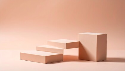 Abstract Peach Colored Sculptural Set on Pale Background