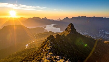 Mountain Sunrise Over Lake