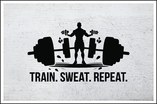Train Sweat Repeat &ndash; Fitness Motivation,
Powerlifting Determination Artwork,
Gym Grind Black & White Design,
Strength Training Silhouette Poster