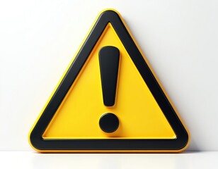 Yellow triangle warning sign with black border and exclamation mark. Safety hazard symbol on white background. Represents caution alert, important notice, risk, and attention.