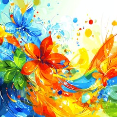 Vibrant Floral Wave Abstract Art.