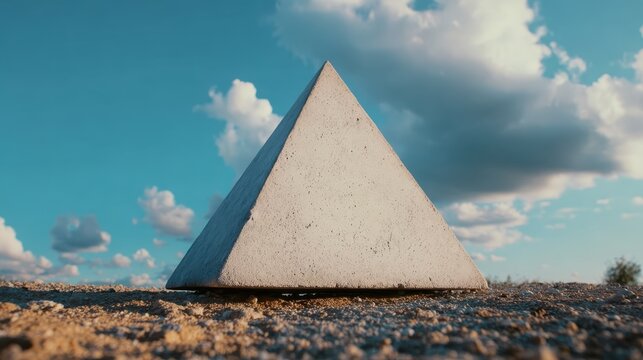Ancient pyramid shape in desert under blue sky, great for documentary content and awe-inspiring imagery