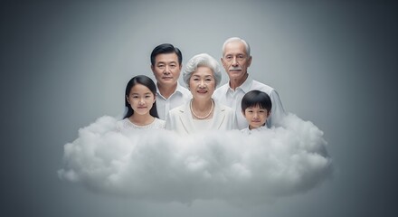 Family Portrait on Cloud, Multigenerational, Hope, Dreams, Togetherness