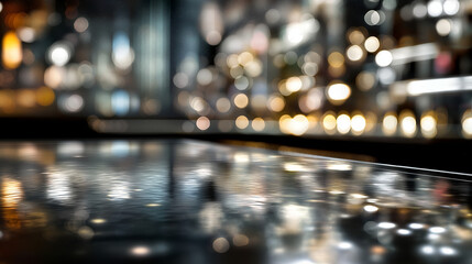 Blurred cityscape reflected on a wet surface, ideal for urban themed designs, backgrounds, websites, and graphic projects that need a modern feel.