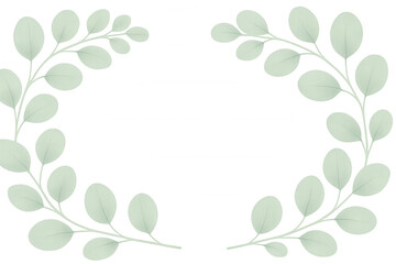 Delicate eucalyptus branches framing light green leaves against transparent backdrop, ideal for wedding stationery and graphic design projects