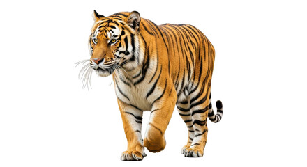 Bengal tiger prowling forward isolated PNG with Transparent Background