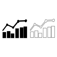 Graph Data: Data charts, one in a striking black and one outlined in white, exemplify trends and the dynamic flow of data in the business environment.