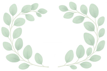 Obraz premium Two elegant eucalyptus branches with light green leaves create a beautiful frame on a transparent background, perfect for adding a touch of nature to designs