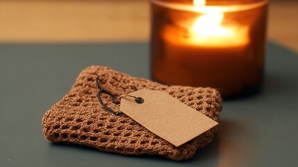 Folded sleep set with candle illumination, great for lifestyle content and peaceful imagery