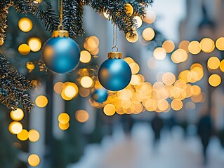 Blue Ornaments for Festive City Street.