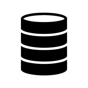 Black and white layered storage unit resembling a database icon illustration