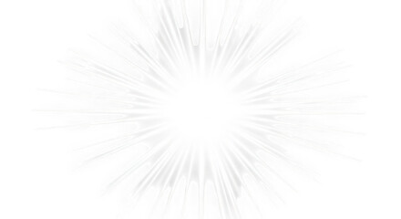 Abstract white light burst with radiating lines, isolated on transparent background