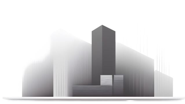 Modern abstract cityscape silhouette with sleek geometric skyscrapers creating a powerful urban panorama perfect for business and architectural concepts