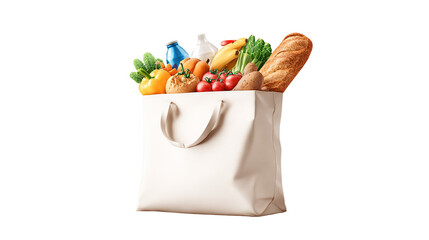 groceries in a bag isolated on transparent white background