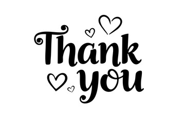 Elegant thick thank you text design with heart shape