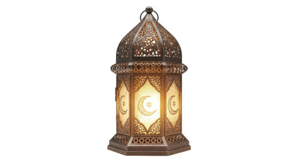 Ornate Ramadan lantern casting a soft glow isolated PNG with Transparent Background