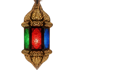 Ornate lantern with colorful glass panels isolated PNG with Transparent Background