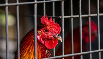 Rooster in a cage (1)