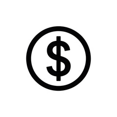 Bold black dollar sign icon in a circle on white background