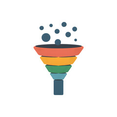 Colorful sales funnel graphic showing a process of converting leads into customers