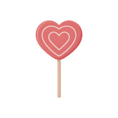 Sweet heart-shaped lollipop candy on a stick perfect for Valentines Day or any romantic occasion