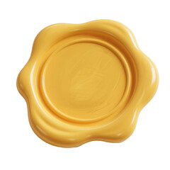Golden wax seal with a circular design perfect for official documents, isolated on transparent background