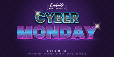 Glowing cyber monday editable text style effect.