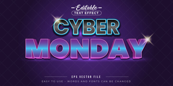 Glowing cyber monday editable text style effect.