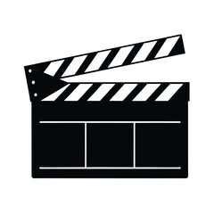 Fototapeta premium Professional film clapperboard with black and white design vector line art on white background