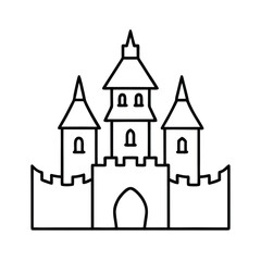 Obraz premium ancient castle with towers vector line art on white background